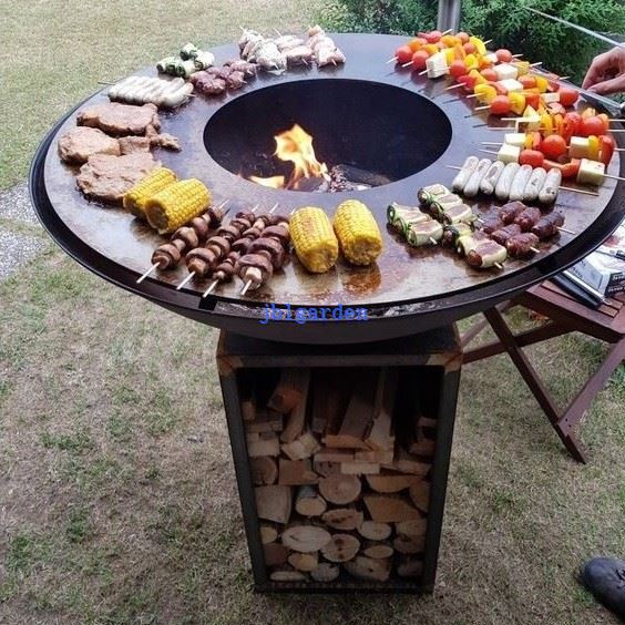 Corten Steel Camping BBQ FirePit BBQ Grill