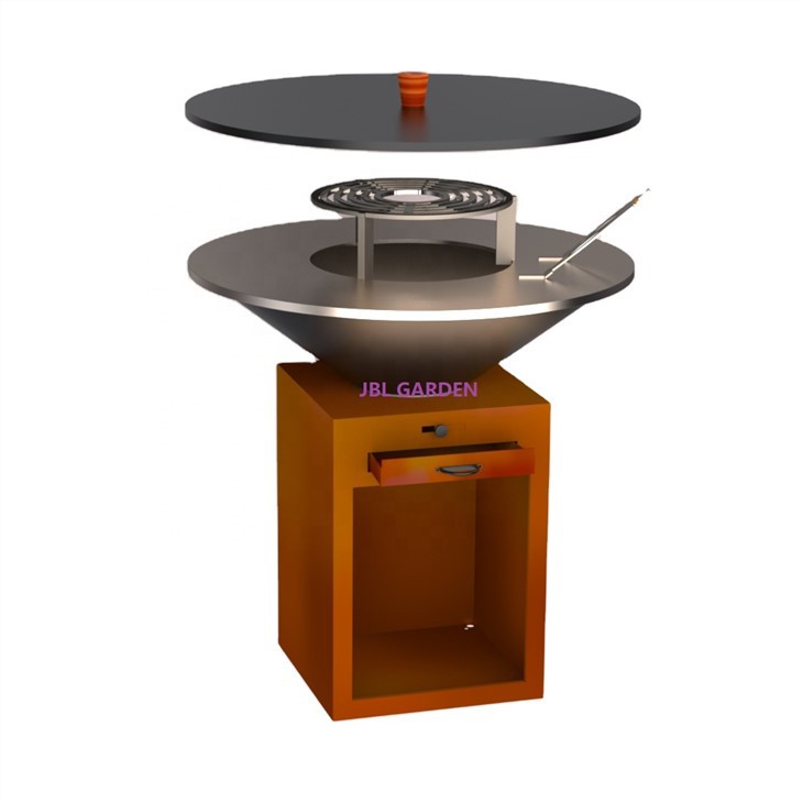 Corten Metal Brasero BBQ Grill asztal kültéri használatra