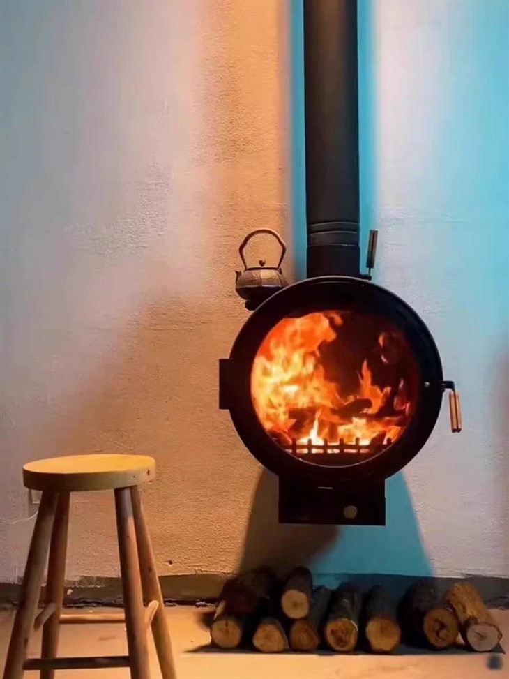 Black Round Fireplace