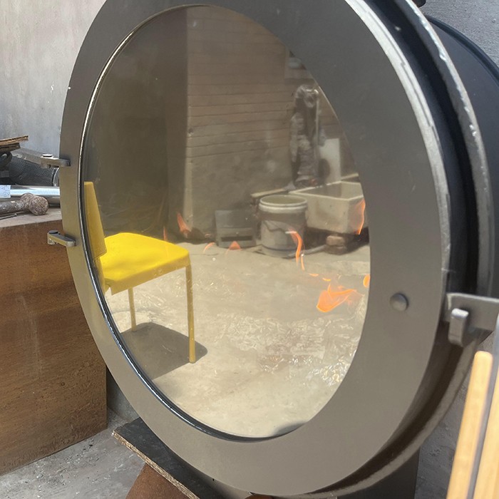 Black Round Fireplace