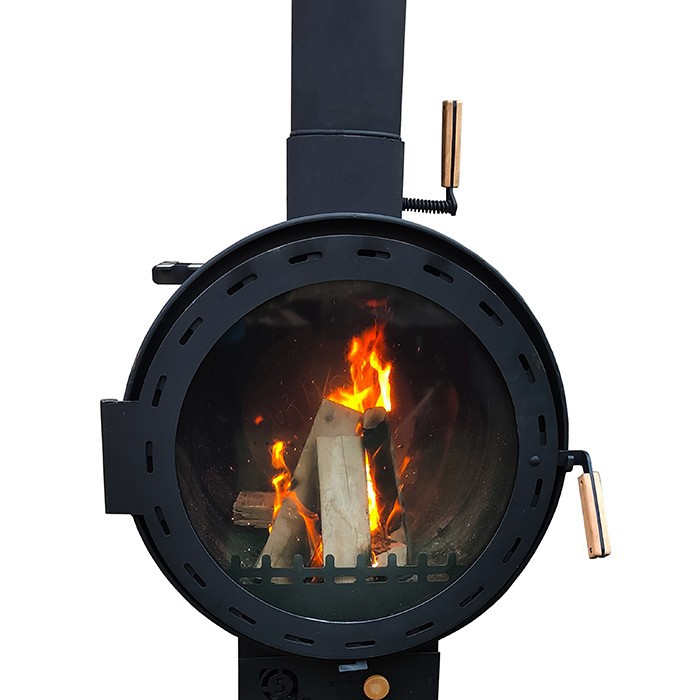 Black Round Fireplace