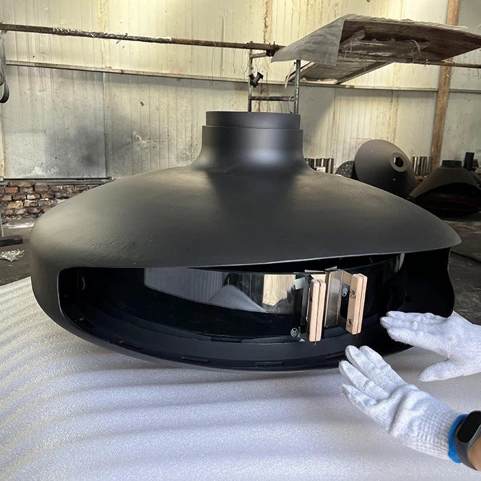 Custom Black Suspended Fireplace