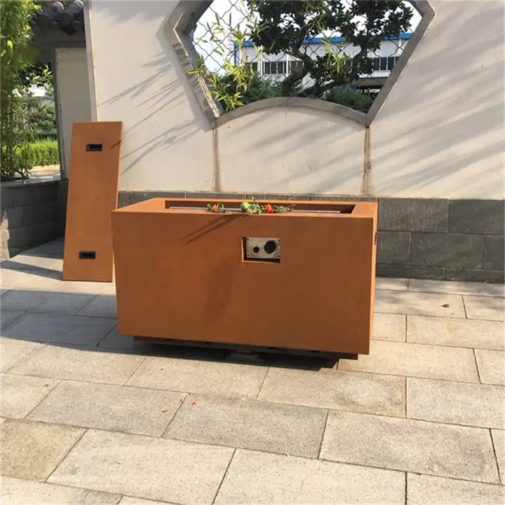 Outdoor Corten Natural Gas Fire Pit