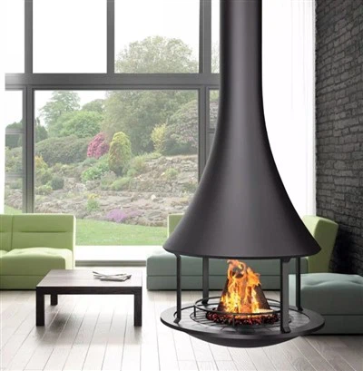 Függesztett vízcsepp alakú fa kandalló